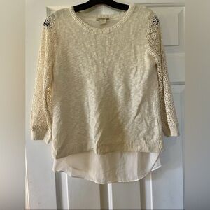 NWT $69.50 Lucky Brand lightweight Sweater, Cream, Small
